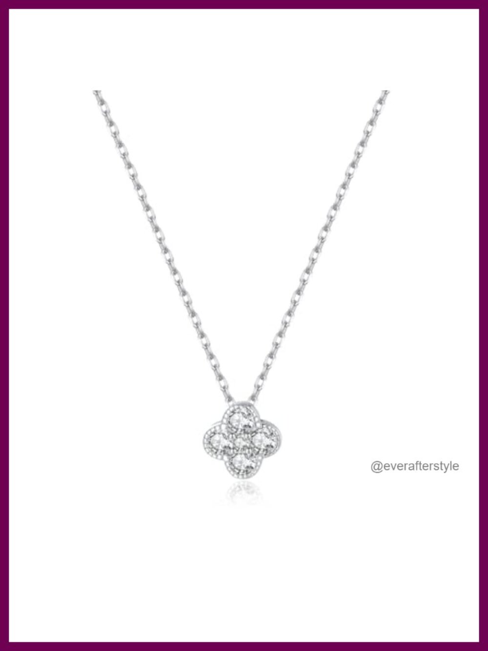 Solid 925 Sterling Silver Clover Choker Necklace CZ Pendant for Women Teens